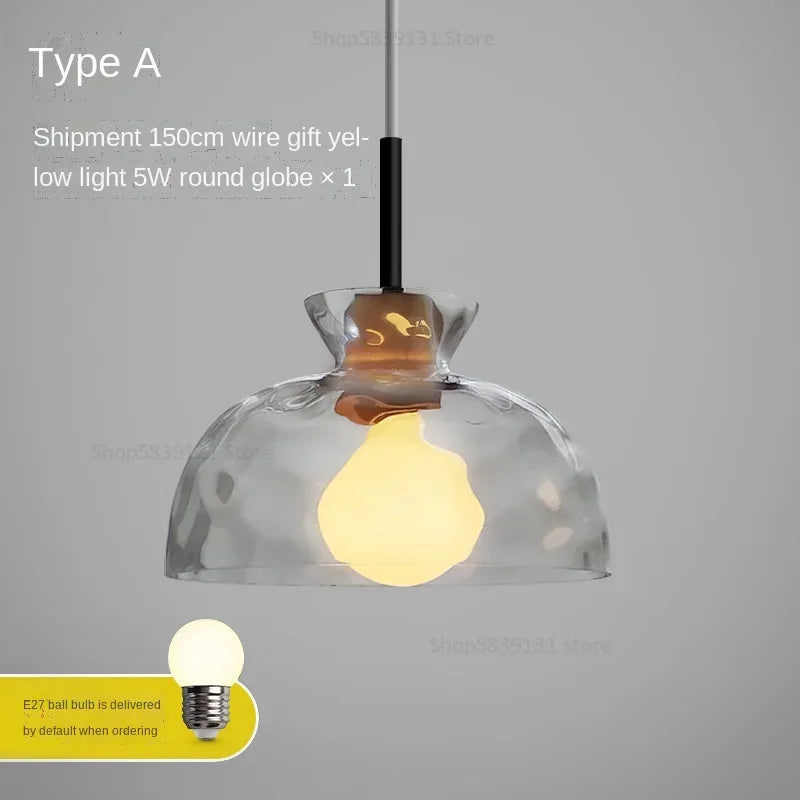 Modern wood and glass chandelier for Nordic decor - vue 9 sur 9