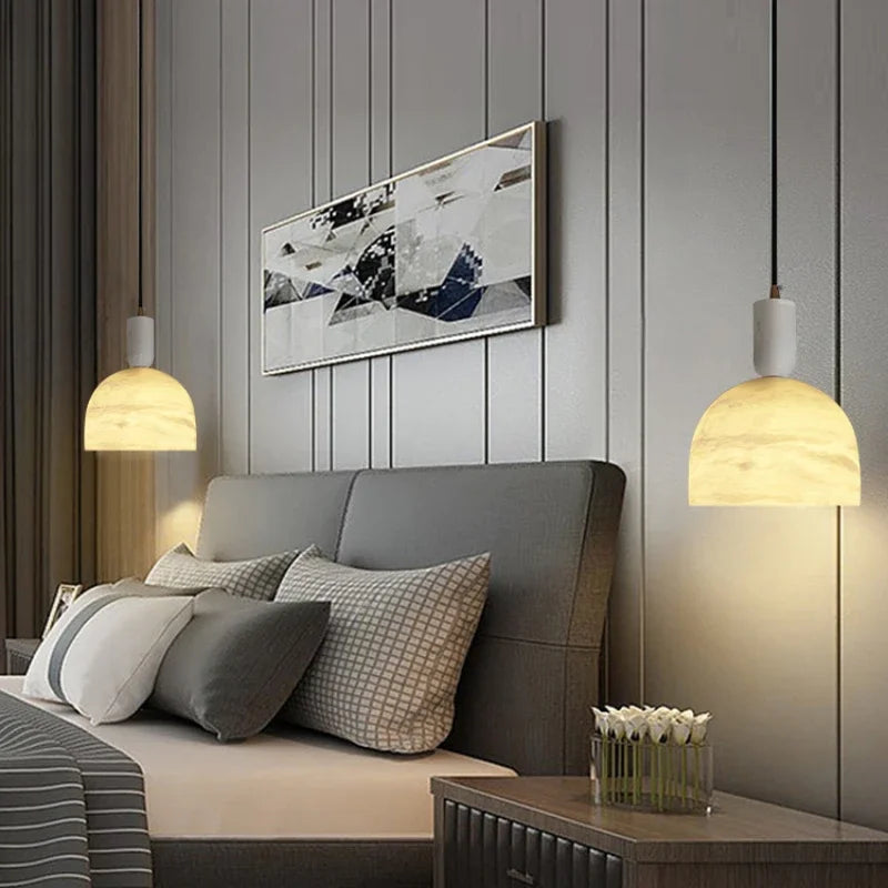 Natural marble pendant light for modern interior decor