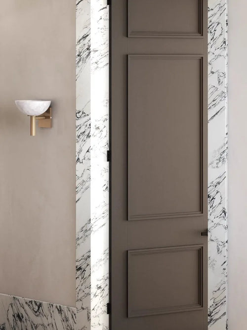 Circular marble and copper wall light in modern antique style - vue 4 sur 8