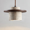 Stone and wood pendant light with adjustable cord