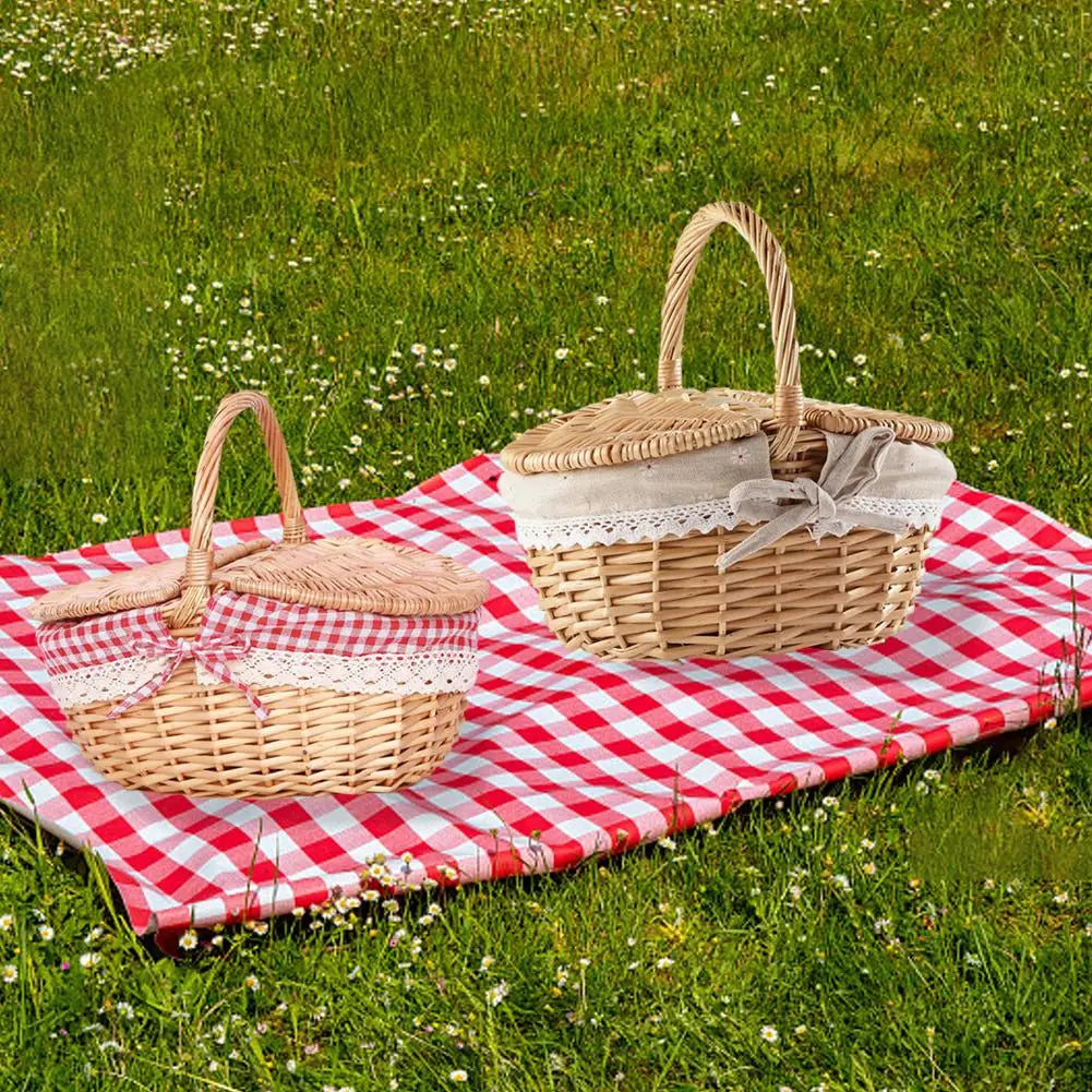 handmade wicker picnic basket with washable lining