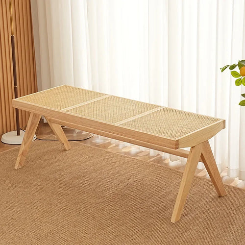 solid rattan bench for versatile and modern use - vue 7 sur 17