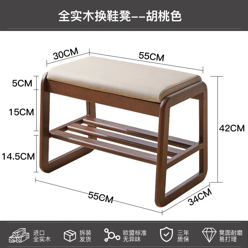 solid wood shoe bench for practical storage - vue 4 sur 9