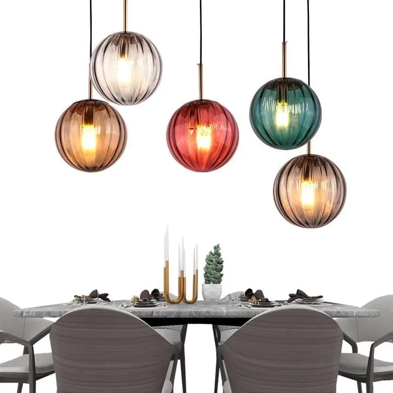 Colourful glass chandelier for restaurant