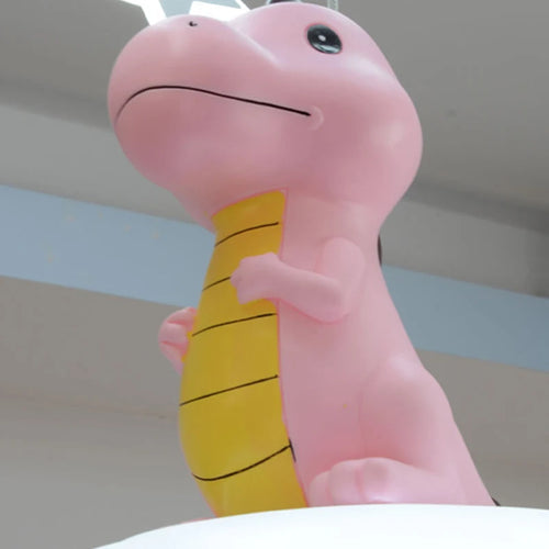 Creative children's chandelier pink green dinosaur for kids' room - vue 6 sur 9