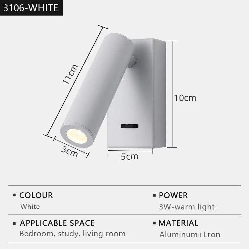 Modern adjustable rotating LED wall lamp for reading - vue 11 sur 12
