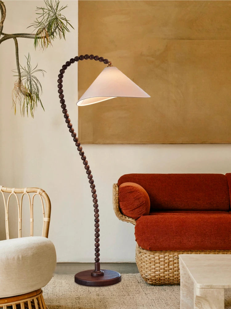 Minimalist wooden floor lamp retro style for ambient decoration - vue 4 sur 8