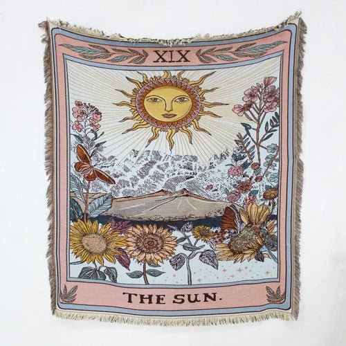 Bohemian throw with pastoral landscape for sofa and bedroom - vue 6 sur 7