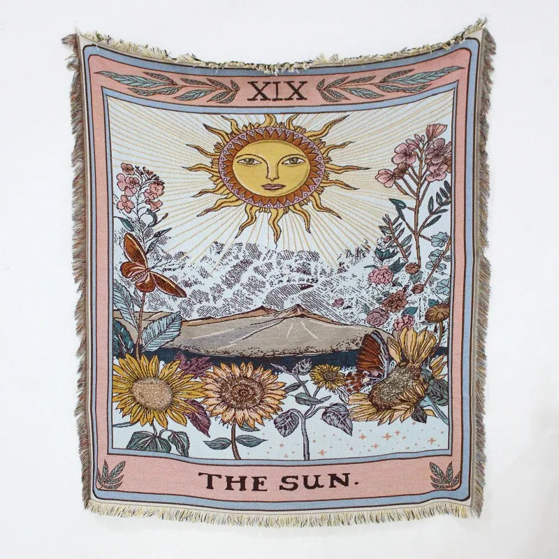 Bohemian landscape throw blanket pastoral style living room - vue 5 sur 7