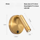 Rotating led wall light with switch for reading