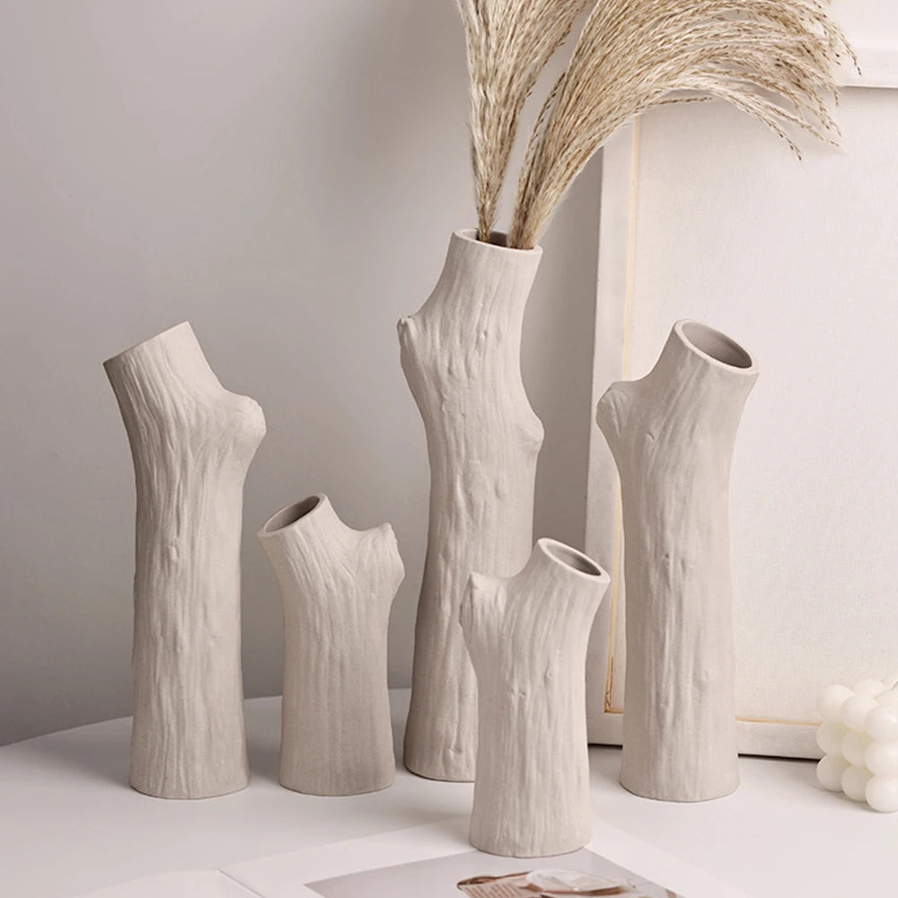 decorative ceramic tree trunk vase for flowers