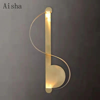 Nordic style S-shaped LED copper wall light