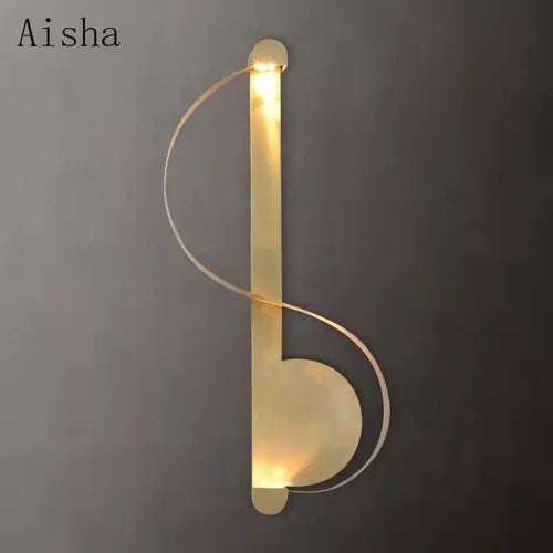Nordic style S-shaped LED copper wall light