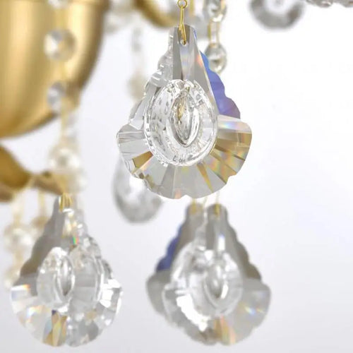 Modern gold chandelier with LED tube lighting and crystal - vue 7 sur 13