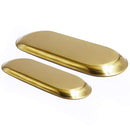 Gold stainless steel oval storage tray for various items
