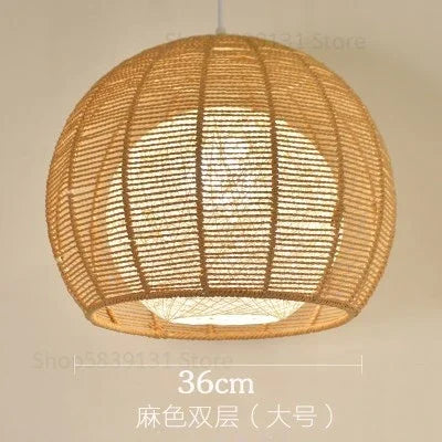 Modern Nordic LED pendant light in iron and hemp rope - vue 15 sur 14