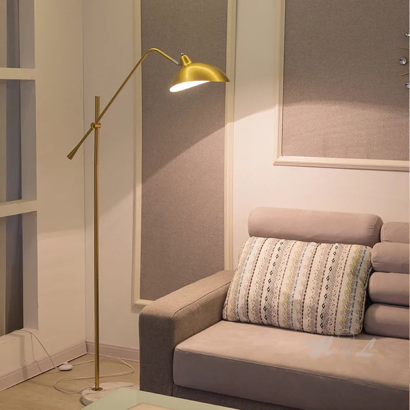 Nordic gold floor lamp with adjustable marble base