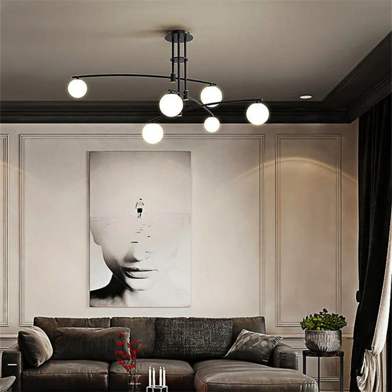 Minimalist glass chandelier in Nordic style for interior decoration - vue 4 sur 14