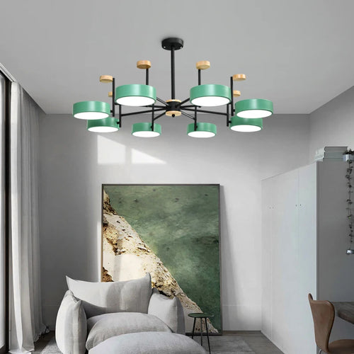 Nordic style iron and acrylic wood chandelier for interior decoration - vue 3 sur 6