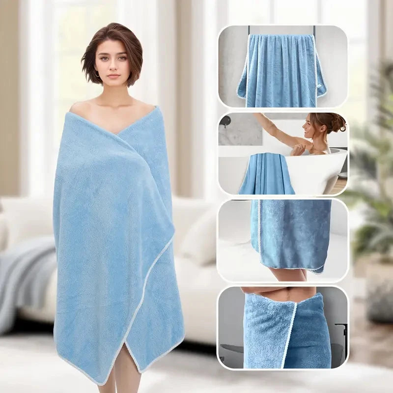 Soft polar fleece bath towel quick dry extra large size - vue 6 sur 7