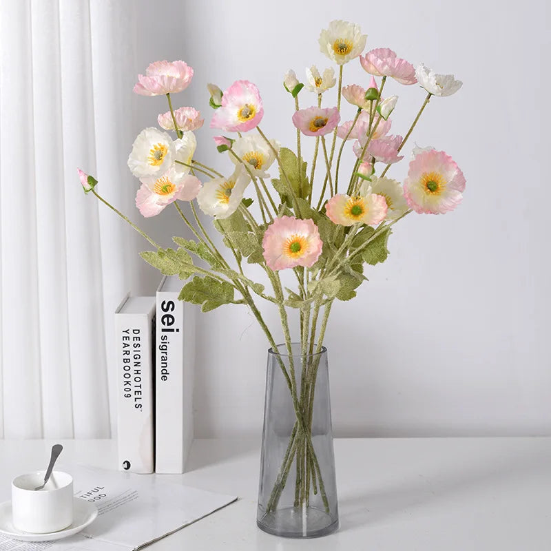 Artificial silk poppy flowers for decoration and events - vue 3 sur 21