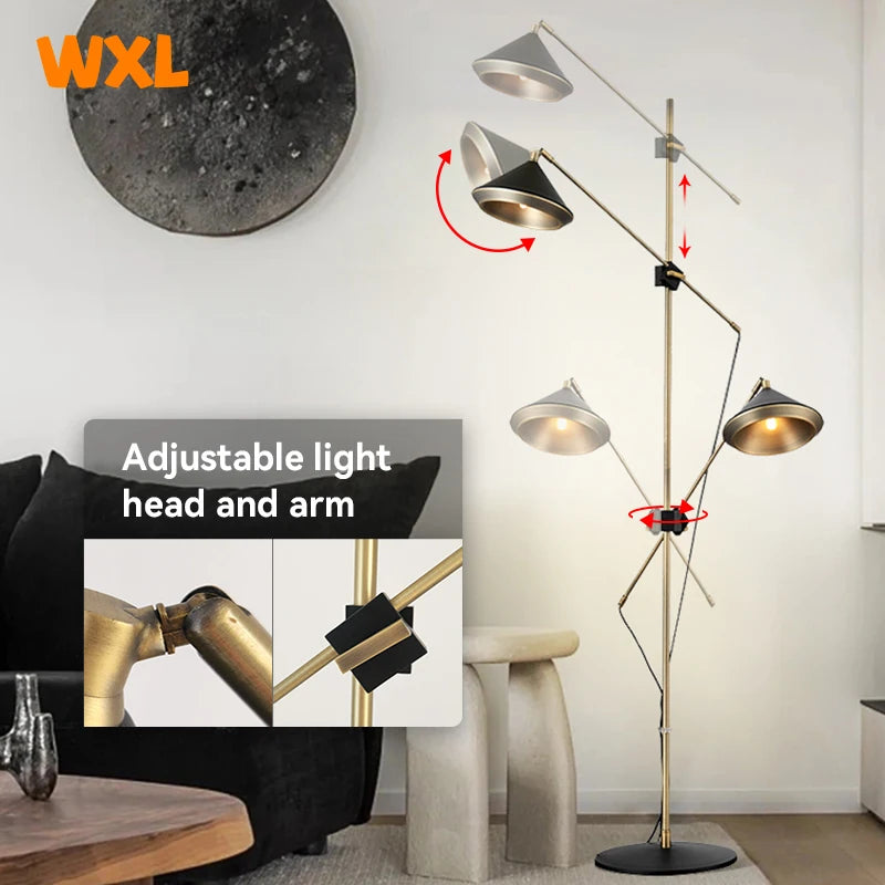 Modern Scandinavian double adjustable LED floor lamp for indoor use