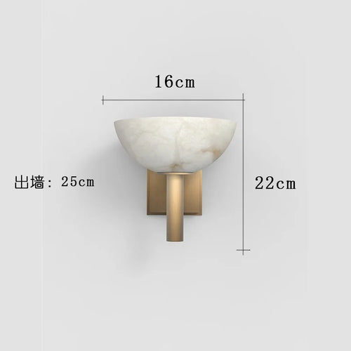 Circular marble and copper wall light in modern antique style