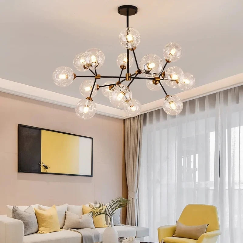Modern glass pendant chandelier for interior decoration - vue 4 sur 9