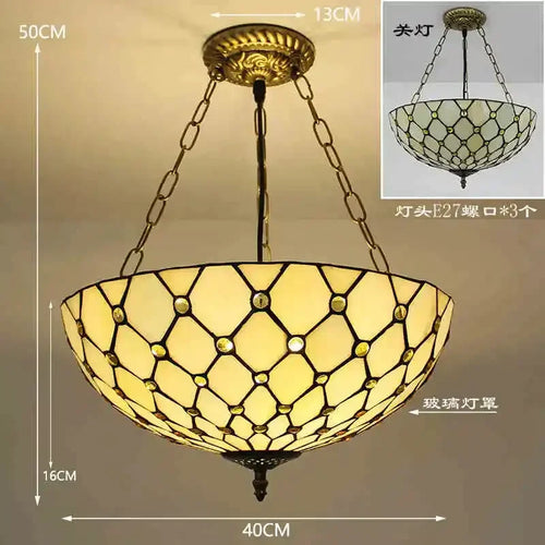 Tiffany style stained glass chandelier for interior decoration - vue 5 sur 11