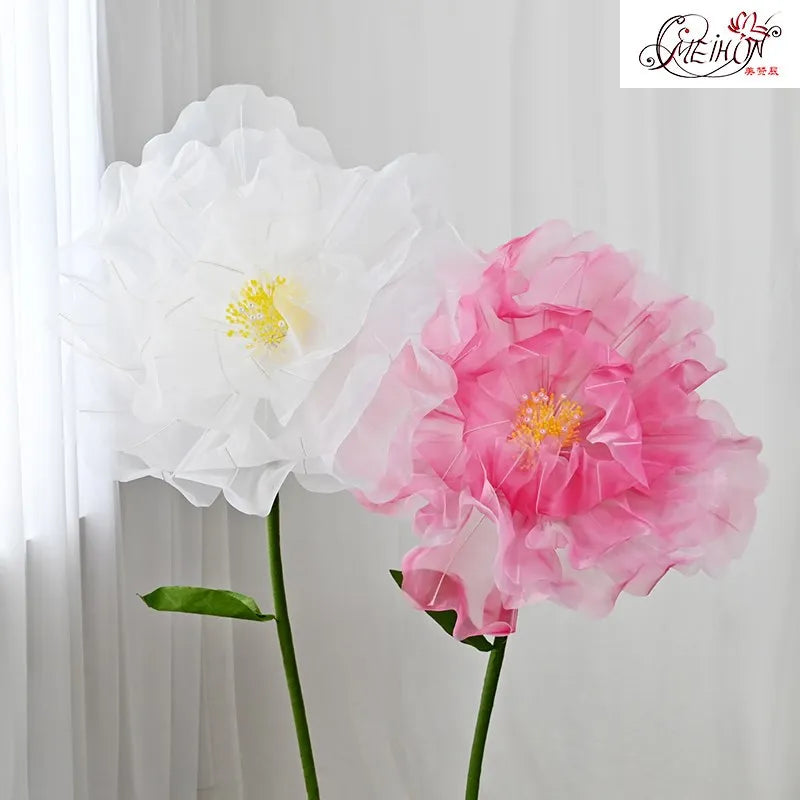 Artificial silk poppy pink realistic festive decoration flower