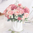 Artificial silk peony and hydrangea bouquet for wedding and home decoration
