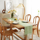 Boho braided table runner with fringes farmhouse style