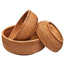 HeMu-Round Rattan Woven Basket, Wicker Fruit Basket, Bread Food, Kitchen Home Decor, Organizer Breadbasket for Kitchen