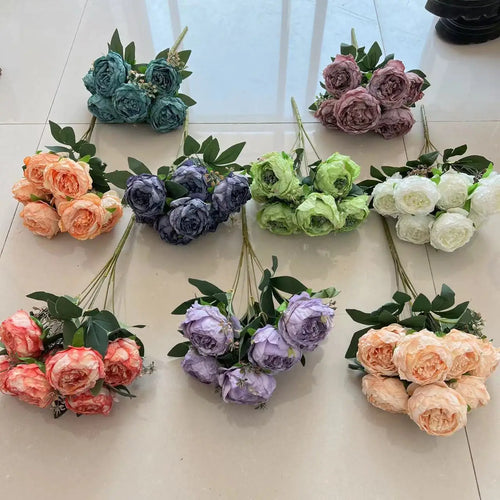 Artificial peony bouquet for weddings and home decor - vue 5 sur 13