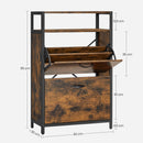 VASAGLE Shoe Cabinet with 2 Flip Doors, Hallway Shoe Storage Rack with Open Compartment, Internal Dividers, for 8-12 Pairs