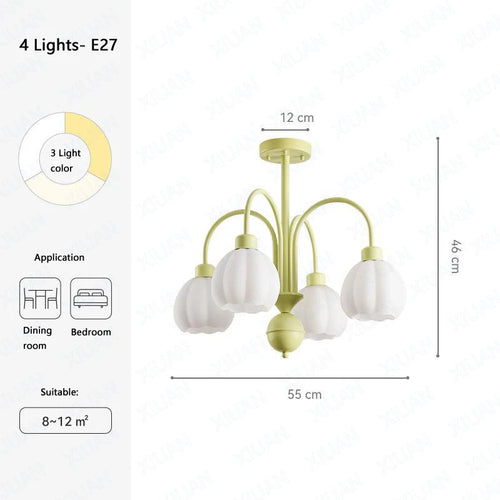 European glass pumpkin LED chandelier for indoor use - vue 8 sur 10