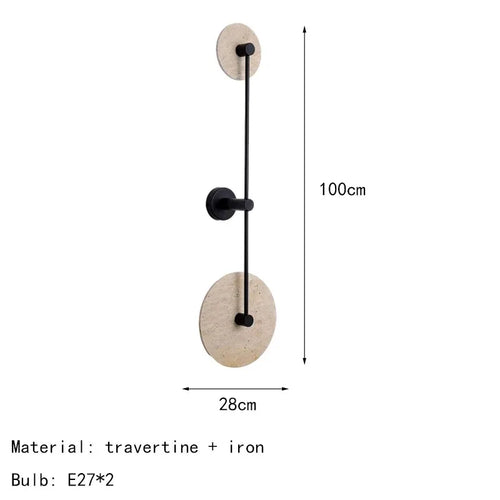 Japanese yellow travertine LED wall light for hotel and home decor - vue 12 sur 11