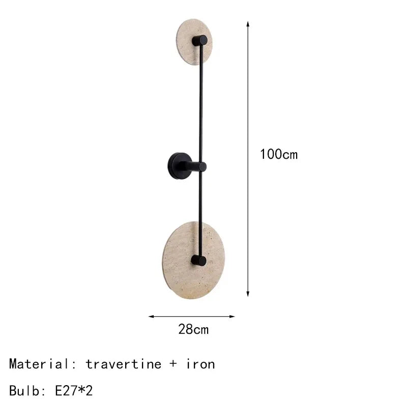 Japanese yellow travertine LED wall light for hotel and home decor - vue 11 sur 11