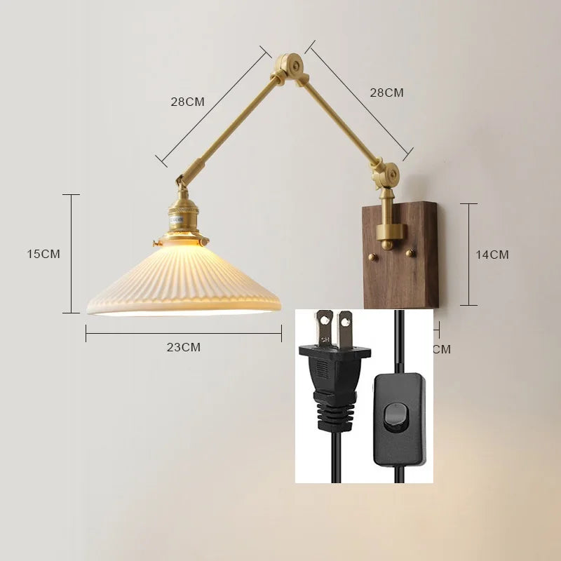 iwhd Copper swing arm LED wall light with pull chain switch - vue 23 sur 23