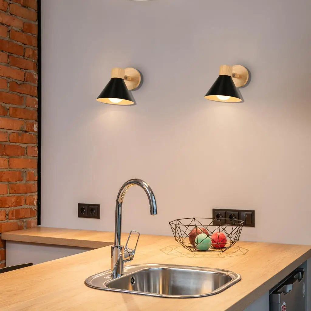 Modern nordic style wooden LED wall light - vue 2 sur 23