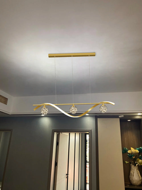 Modern Nordic Style LED Luxury Long Strip Table Lamp Creative New Dining Room Bar Simple Modern Chandelier - vue 5 sur 8