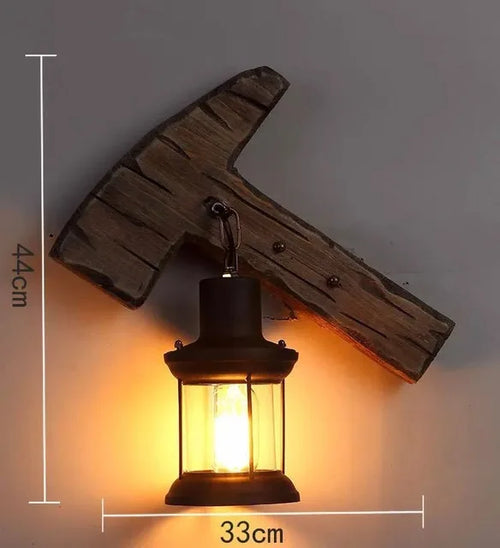 lustre vintage loft en bois avec suspension LED - vue 23 sur 28
