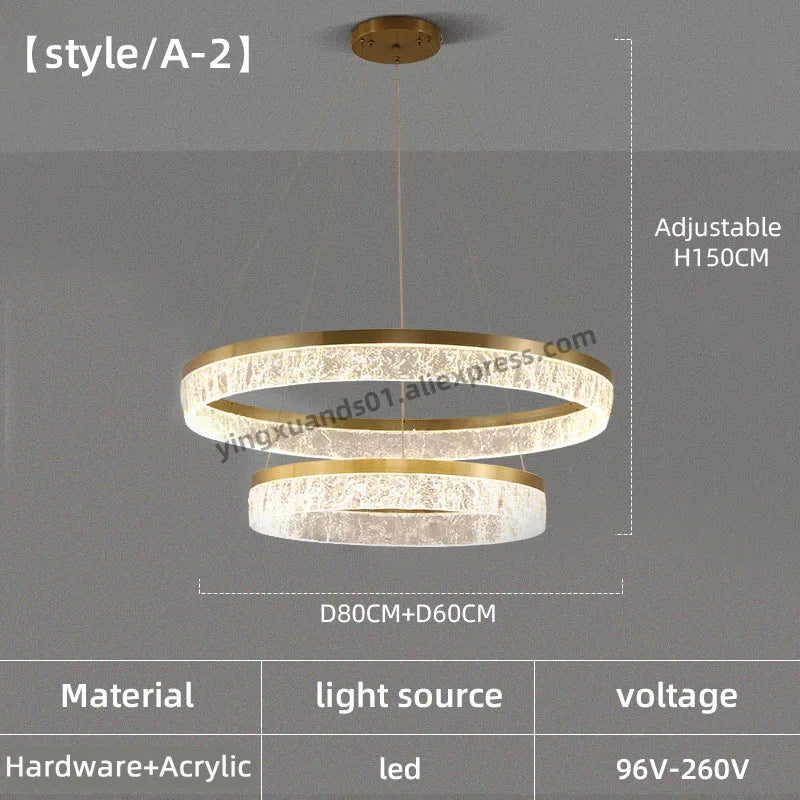 Modern circular ring chandelier for interior decoration - vue 8 sur 11