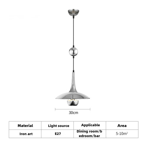Modern flying saucer pendant light with pulley for bars and restaurants - vue 15 sur 18