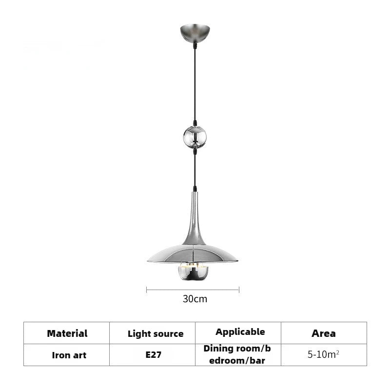 Modern flying saucer pendant light with pulley for bars and restaurants - vue 14 sur 18