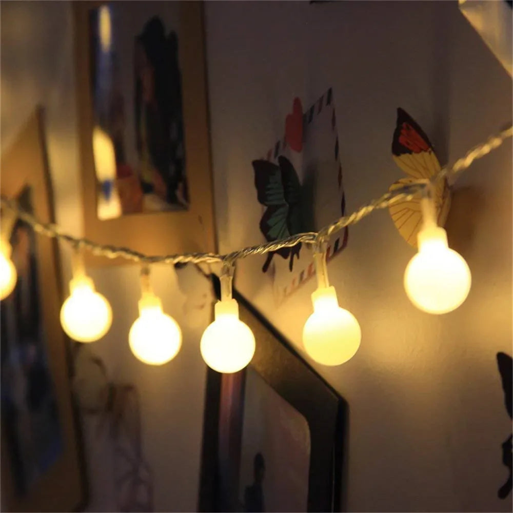 LED ball string lights garland for weddings and outdoor gardens