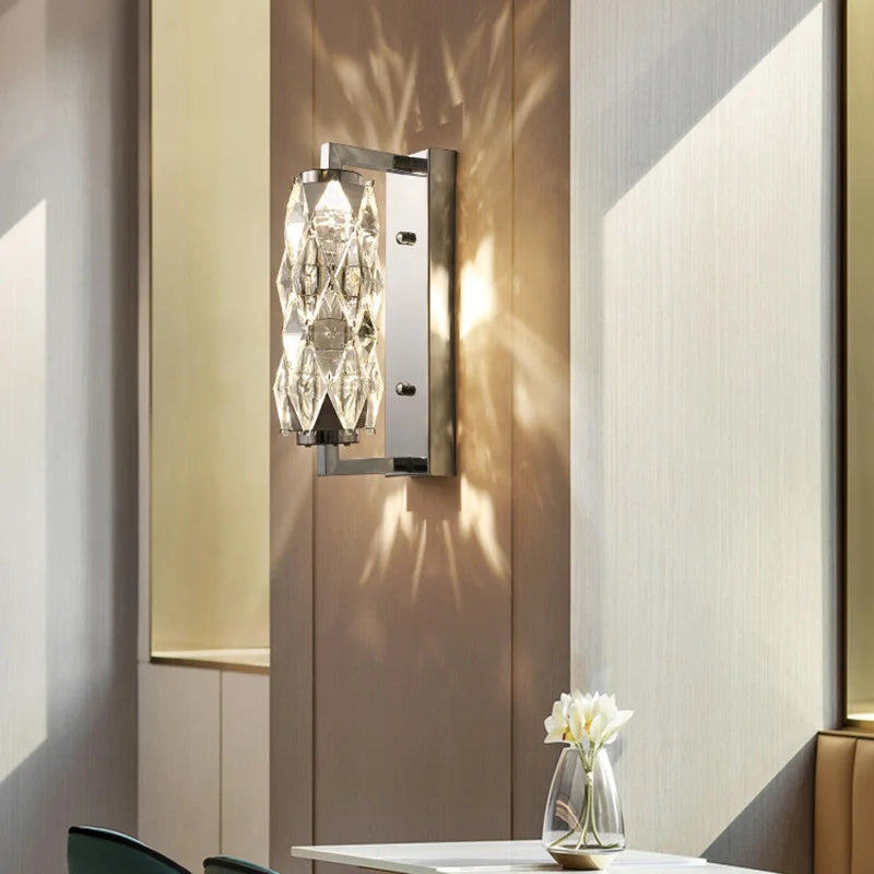 Modern crystal glass LED wall light with 3 dimmable levels - vue 4 sur 8