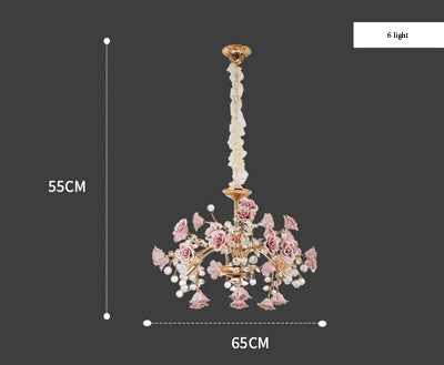 Ceramic crystal porcelain chandelier LED lamp for indoor use - vue 8 sur 9