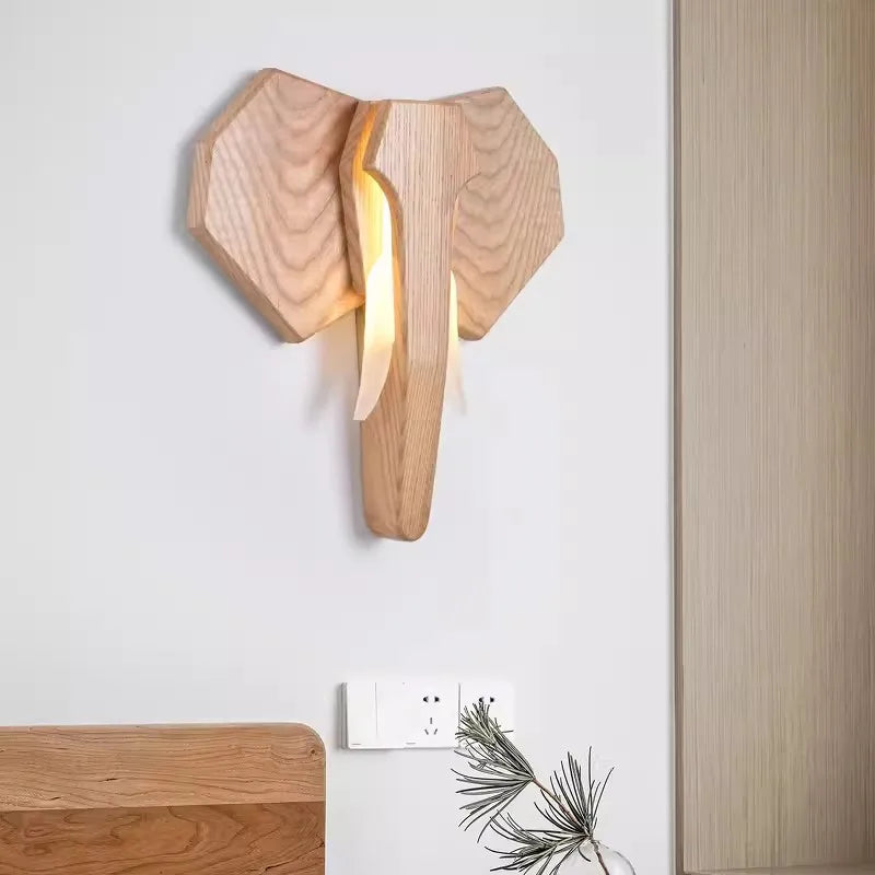 Ash wood elephant lamp southeast Asian style