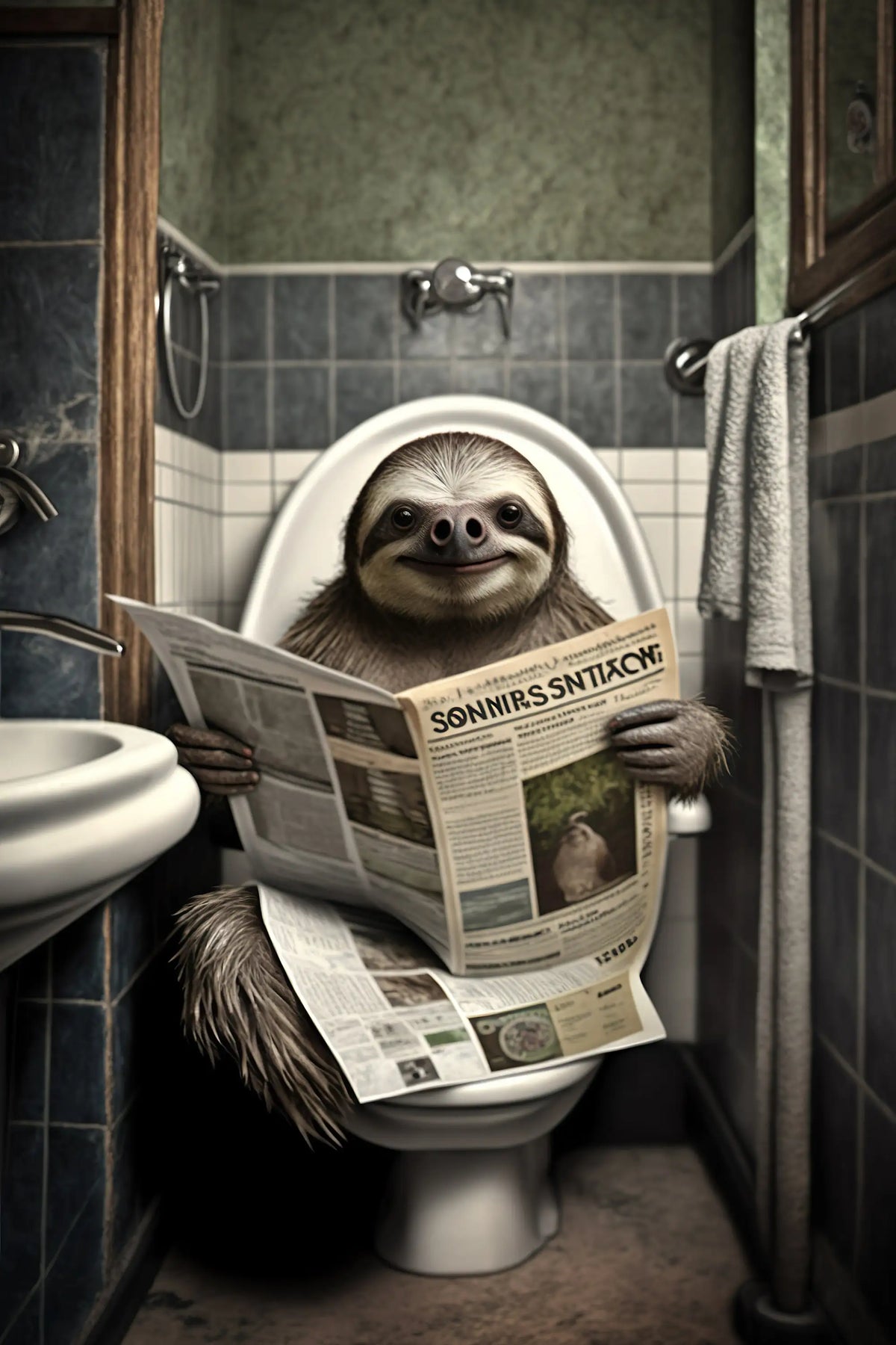Humorous decor with animals sitting on toilets